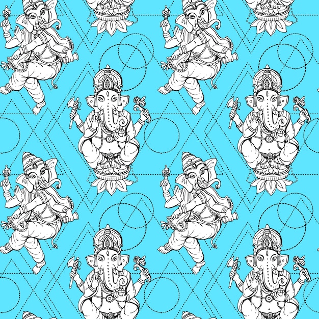 vector seamless pattern ganesha