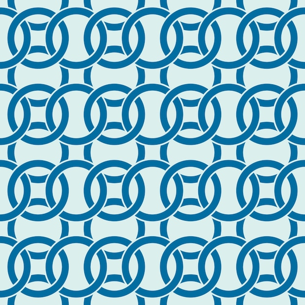 Векторный бесшовный узор, графическая геометрическая оберточная бумага, выполненная с использованием сетчатых кругов. Абстрактный фон, созданный с помощью переплетенных линий и кругов, можно использовать в текстильном и веб-дизайне.