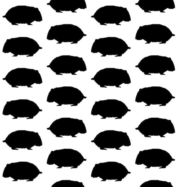 Vector seamless pattern of hamster silhouette