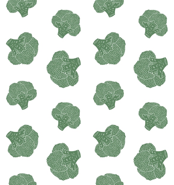 Vector seamless pattern of hand drawn broccoli