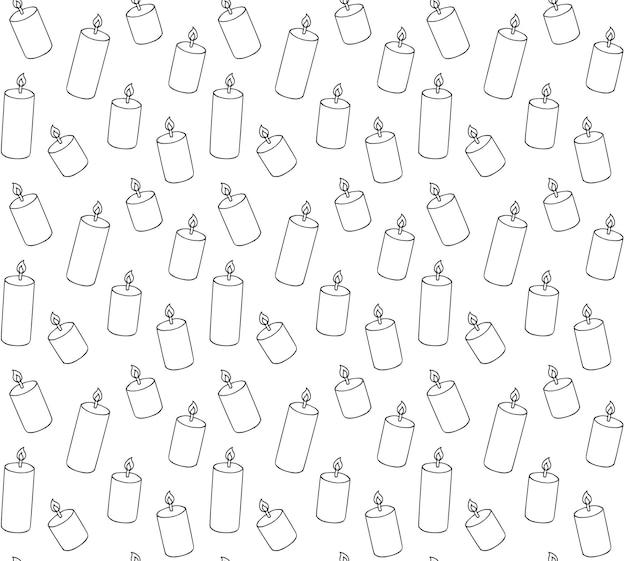 Vector seamless pattern of hand drawn candle