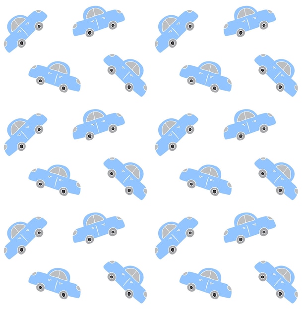 Vector seamless pattern of hand drawn car