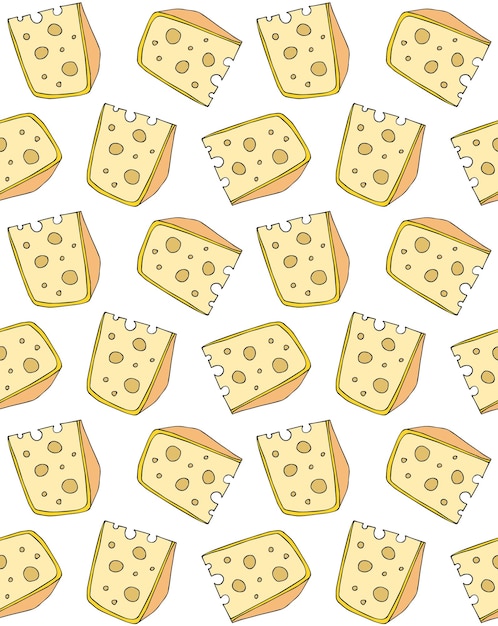 Vector seamless pattern of hand drawn cheese