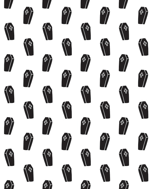 Vector seamless pattern of hand drawn coffin