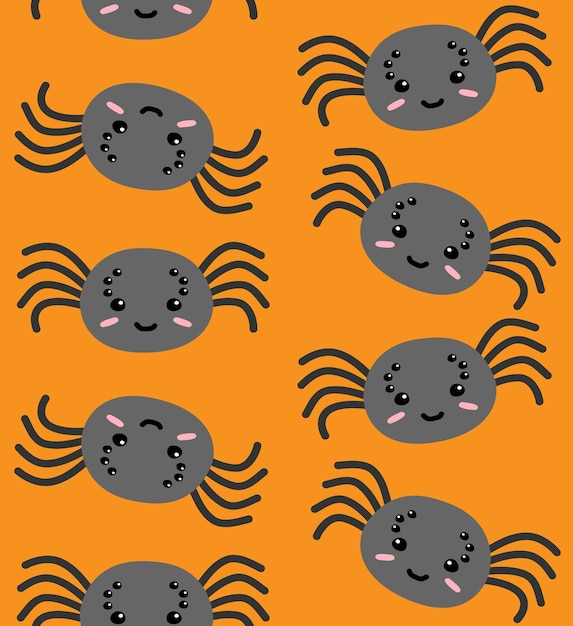 Vector seamless pattern of hand drawn cute spider