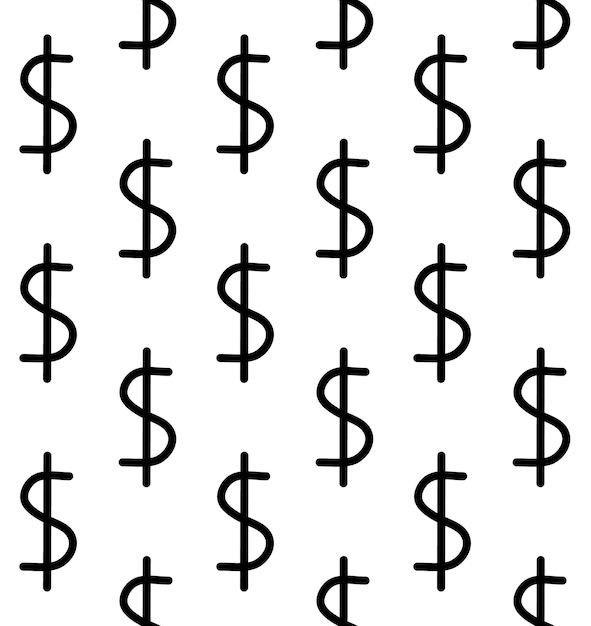 Vector seamless pattern of hand drawn dollar sign