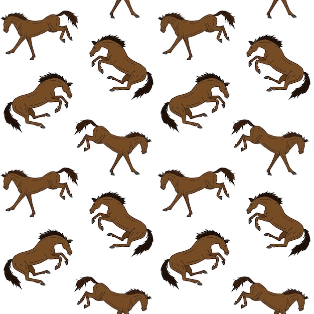 Vector seamless pattern of hand drawn horse