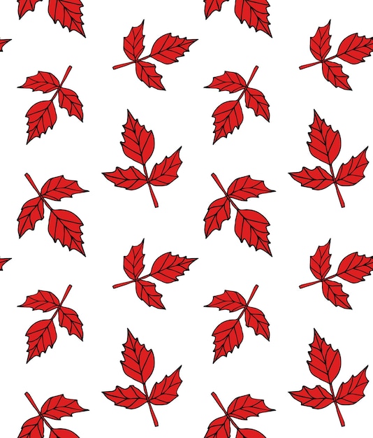 Vector seamless pattern of hand drawn leaves