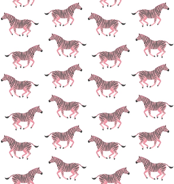 Vector seamless pattern of hand drawn pink zebra