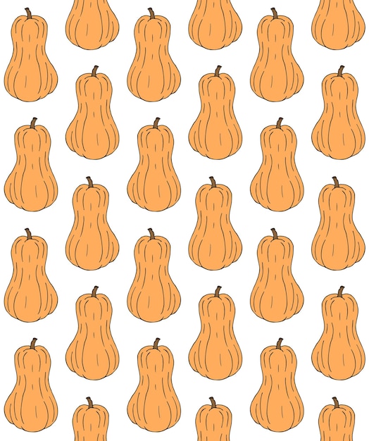 Vector seamless pattern of hand drawn pumpkin