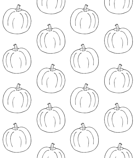 Vector seamless pattern of hand drawn pumpkin