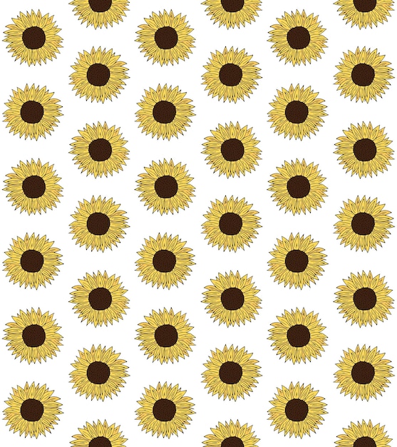 Vector seamless pattern of hand drawn sunflower