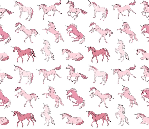 Reticolo senza giunte dell'unicorno disegnato a mano