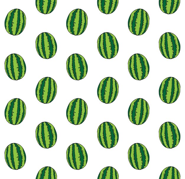 Vector seamless pattern of hand drawn watermelon