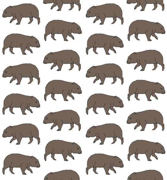 Vector seamless pattern of hand drawn wombat