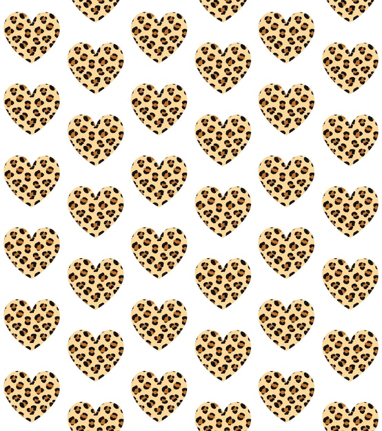 Vector seamless pattern of heart leopard print