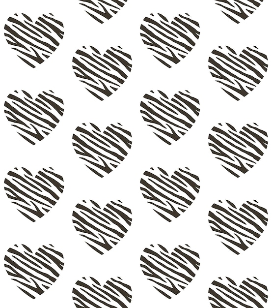 Vector vector seamless pattern of heart with zebra print