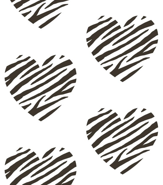 Векторный бесшовный рисунок сердца с печатью зебры
