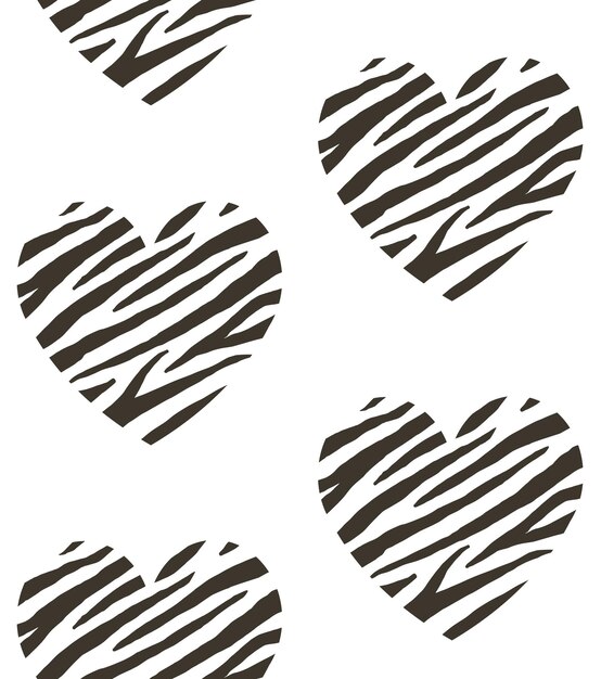 Vector seamless pattern of heart with zebra print