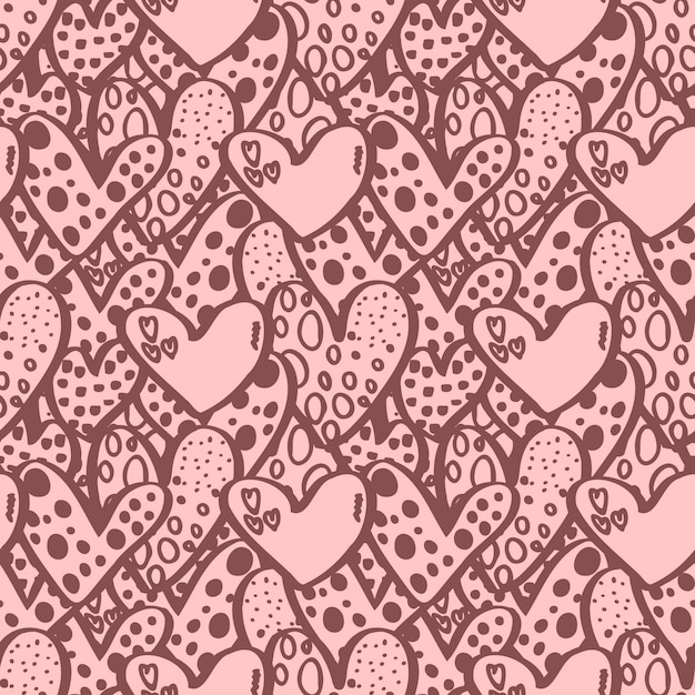 Vector seamless pattern of hearts with valentine's day 14 february background for invitations wallpaper wrapping paper and scrapbooking