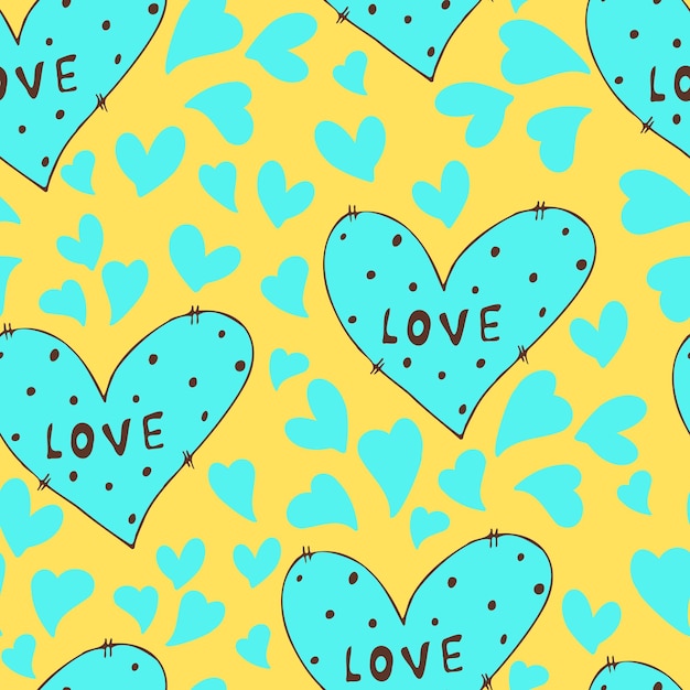 Vector seamless pattern of hearts with valentine's day 14 february background for invitations wallpaper wrapping paper and scrapbooking