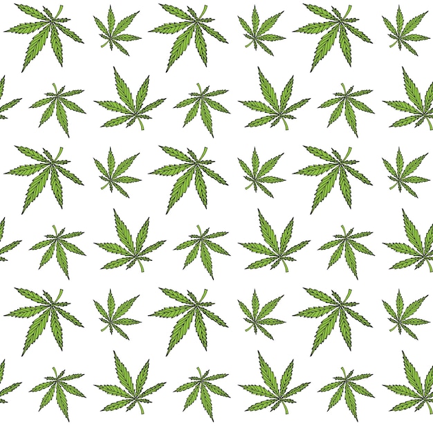 Vector vector seamless pattern of hemp leaves