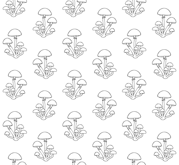 Vector seamless pattern of honey mushroom