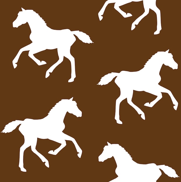 Vector seamless pattern of horse foal silhouette