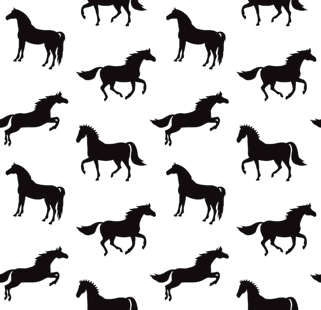 Vector vector seamless pattern of horse silhouette