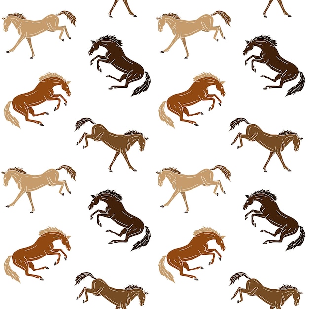 Vector seamless pattern of horse silhouette