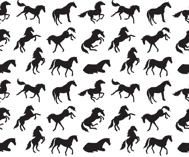 Vector seamless pattern of horse silhouette