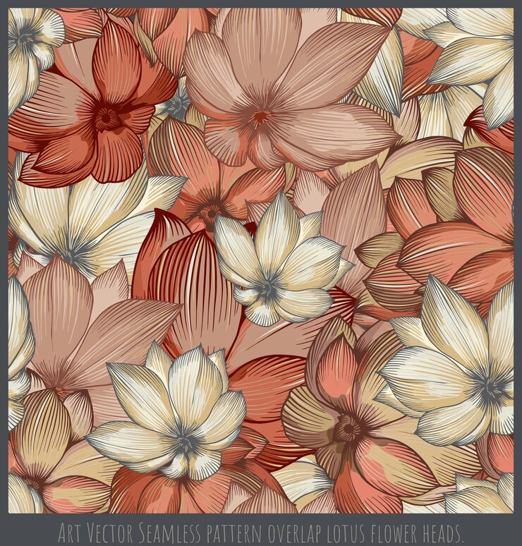 Vector vector seamless pattern illustration overlaps blooming lotus art