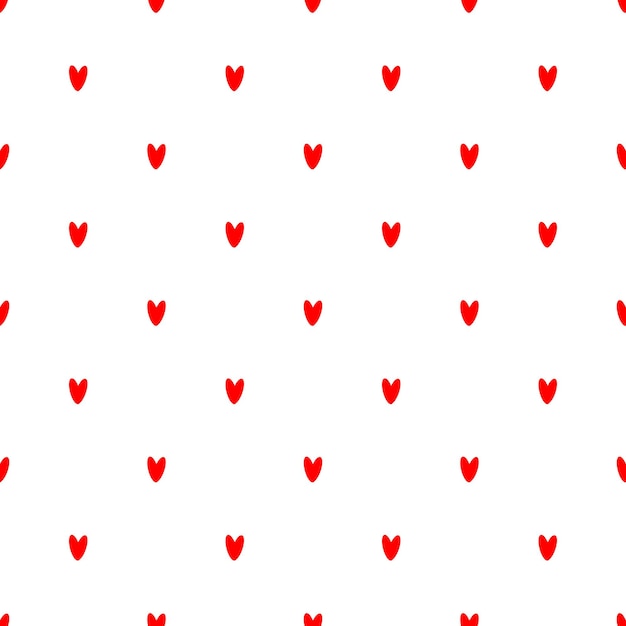 Vector seamless pattern illustration with small red hearts on white