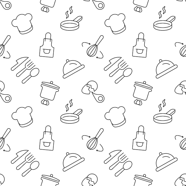 Vector seamless pattern of kitchen cooking chef for web sites wrapping printing postcards web sites