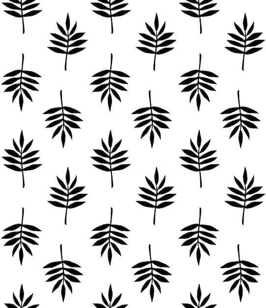 Vector seamless pattern of leaves silhouette