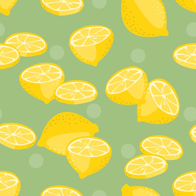 Vector seamless pattern of lemon slice