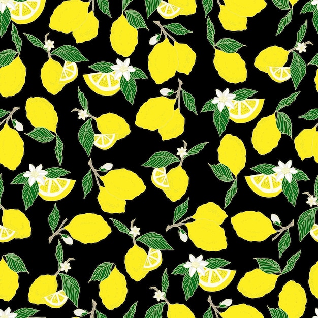 Vector vector seamless pattern lemons and sliced lemons on a pink background summer lemon pattern for background fabric paper textile invitations web pages