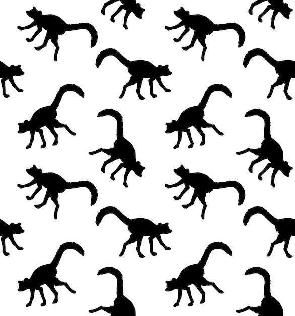 Vector seamless pattern of lemur silhouette