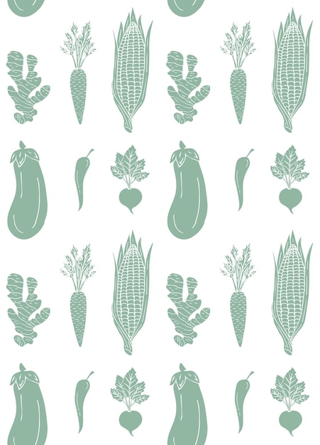 Vector seamless pattern of mint green vegetable