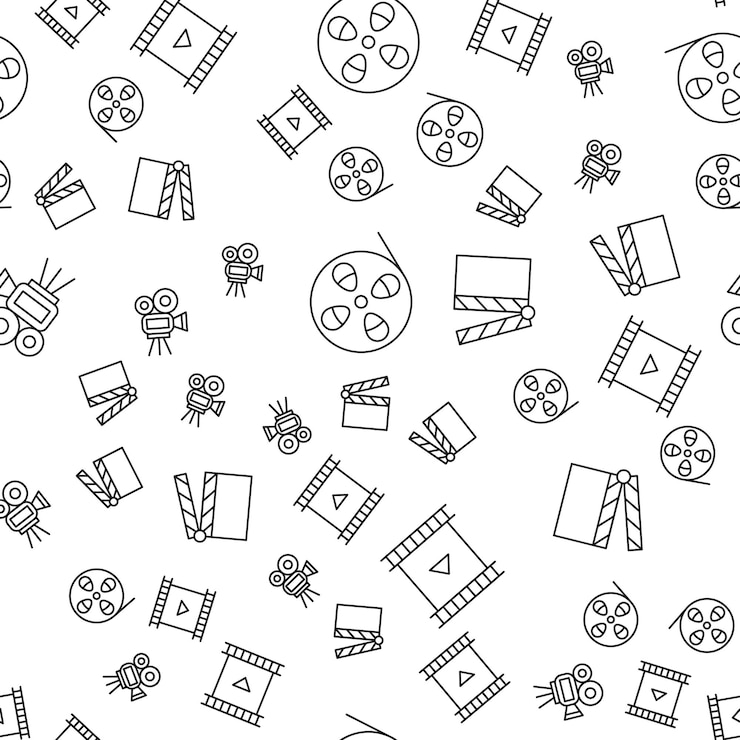 Vector vector seamless pattern of movie filming and production is made of various element