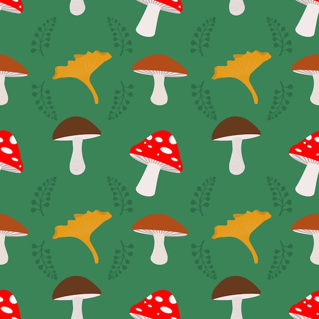 Vector seamless pattern of mushrooms.autumn pattern.bright, repetitive texture for the autumn season