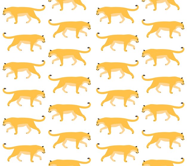 フラット ランニング ライオンのシームレスなパターン ベクトル