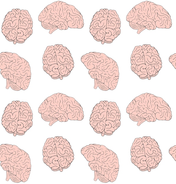 벡터 손으로 그린 두뇌의 벡터 원활한 패턴