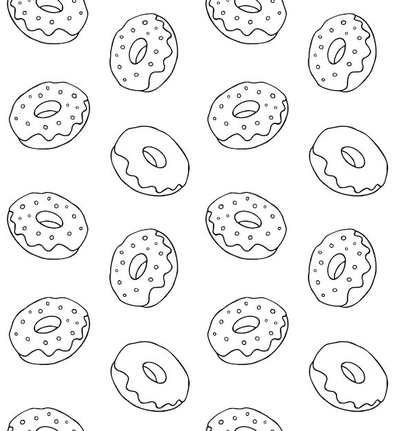 Векторный бесшовный рисунок пончика ручной работы