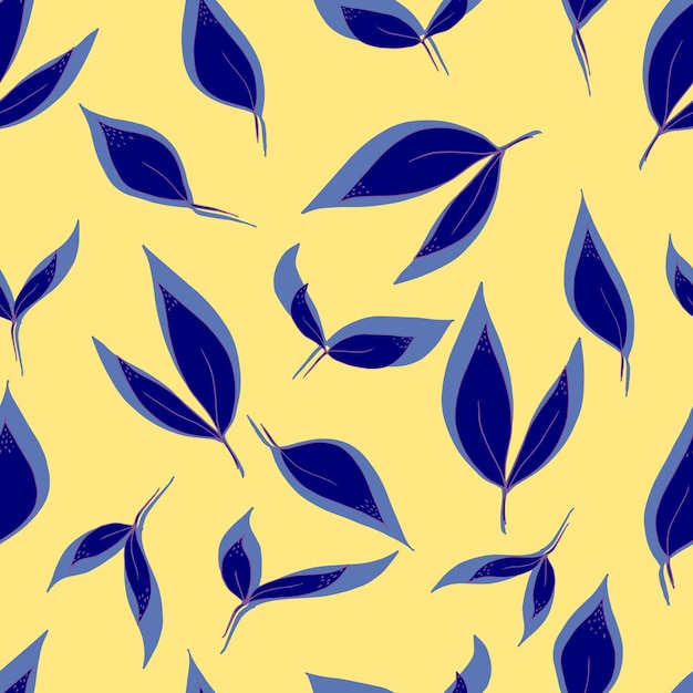 Вектор Векторный бесшовный рисунок листьев с сиреневой тенью на фоне для тканей, текстиля, одежды, обоев, бумажных фонов, листовок и приглашений