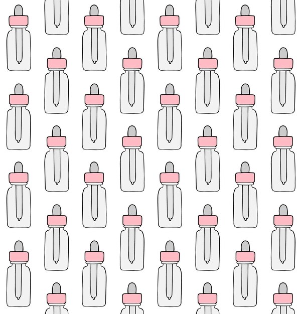 Vector seamless pattern of oil essence bottle