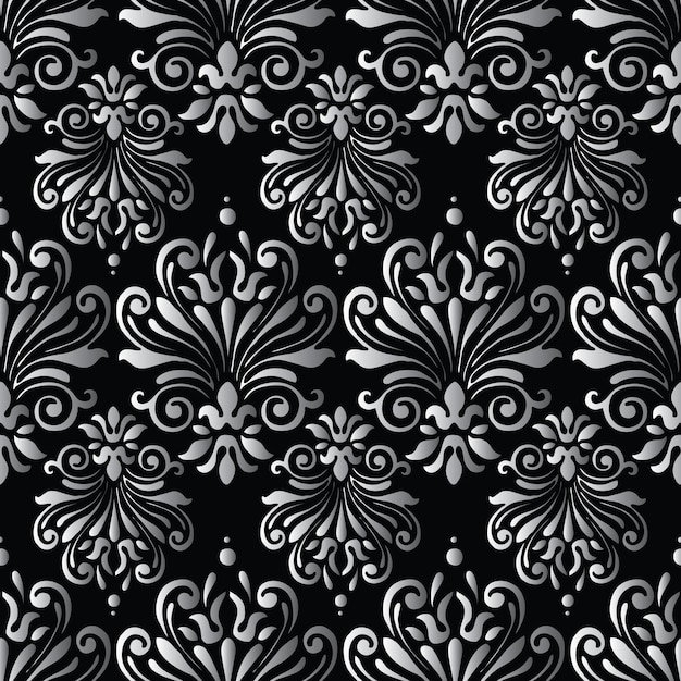 Vector seamless pattern of ornamental floral elements