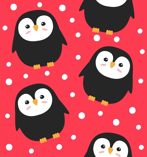 Vector seamless pattern of penguin present box