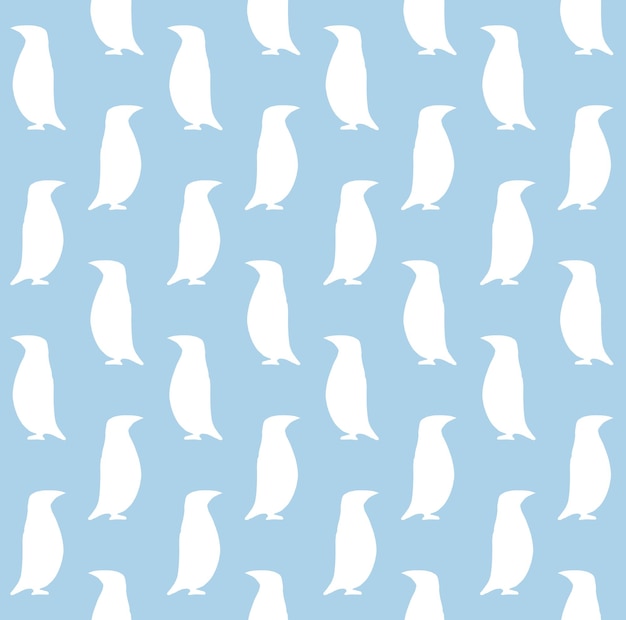 Vector seamless pattern of penguin silhouette