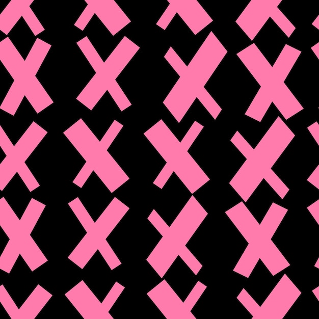 Vector seamless pattern pink crosses x on a background